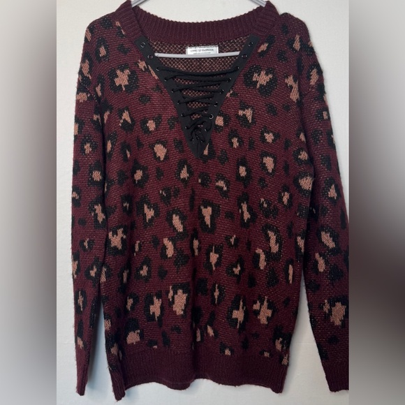 Burgundy Animal Print Sweater - Picture 2 of 5